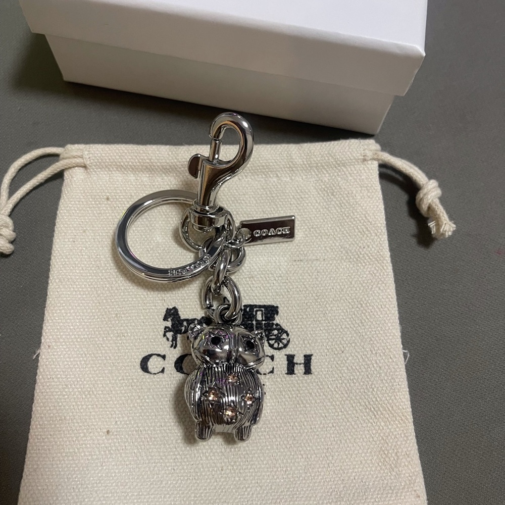 Coach Silver Owl Charm Key Fob